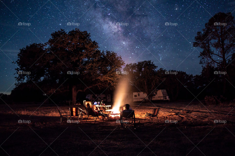 Milky Way camp fire 