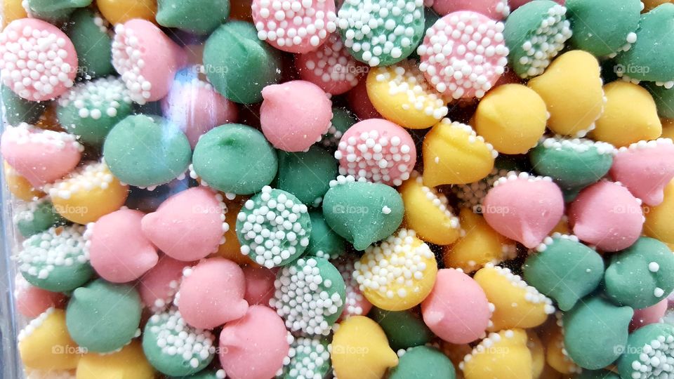 Pink Green and Yellow Chocolate Candy