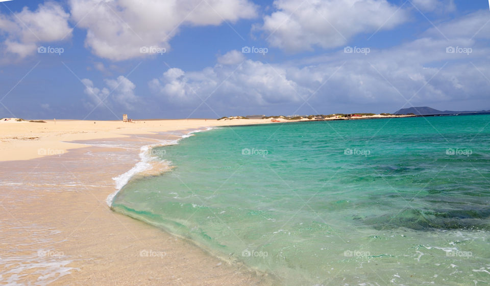 Scenic view of beach at Fuerteventura