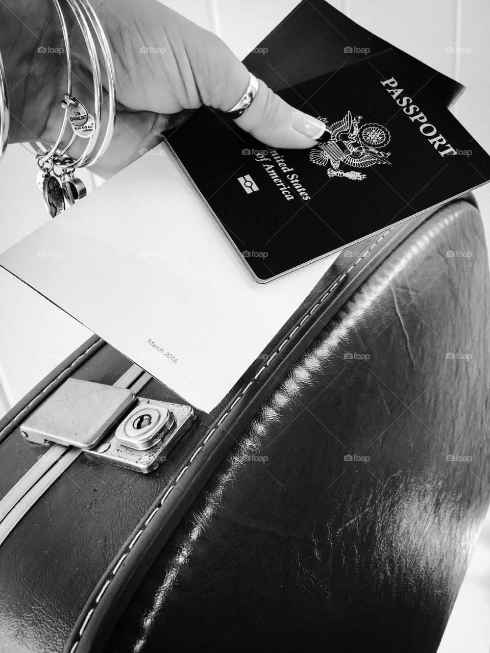 Passport and luggage in hand