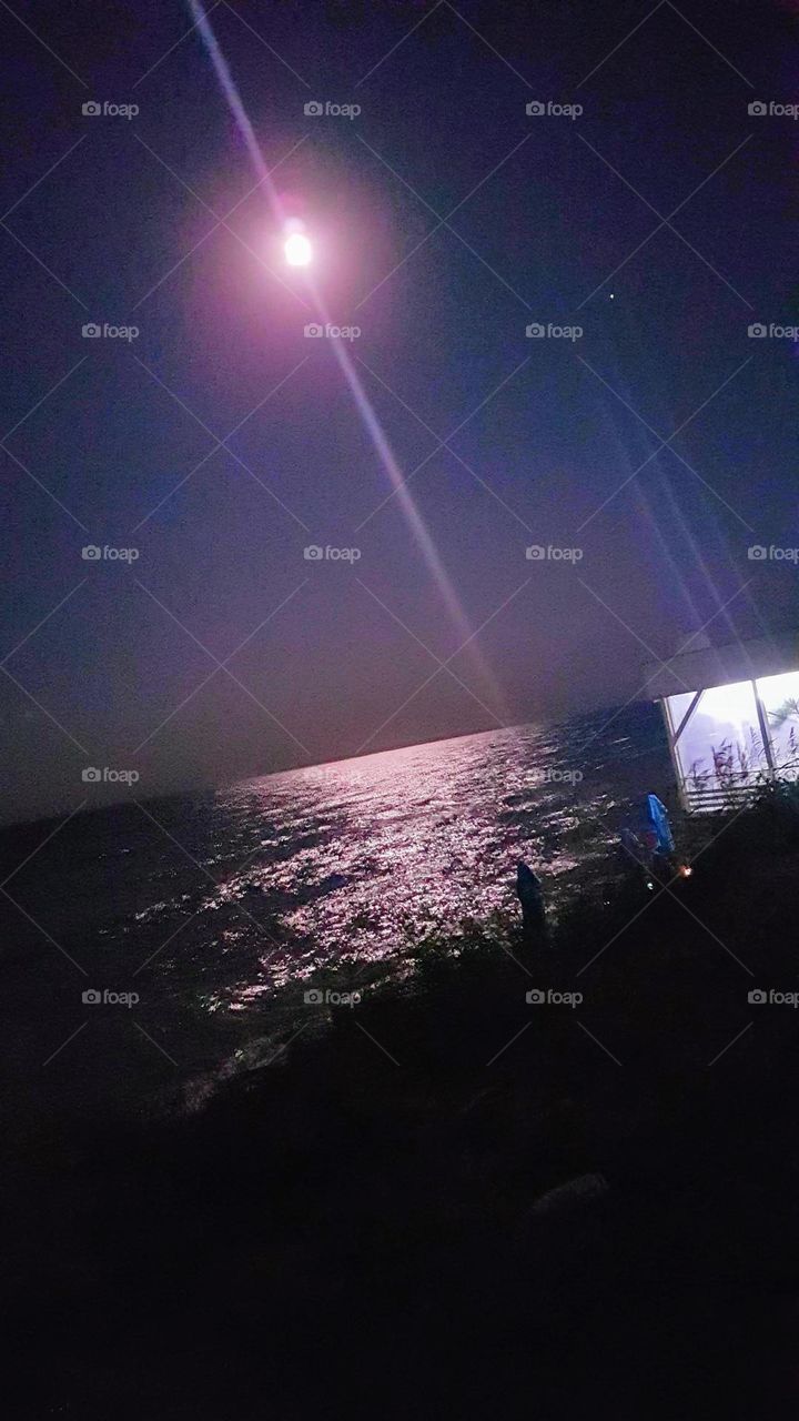 Black Sea and full moon