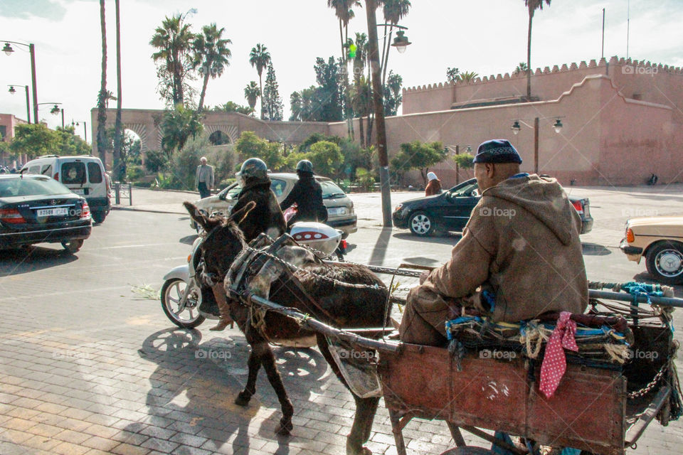 Modern and traditional on the streets of Marrakech 