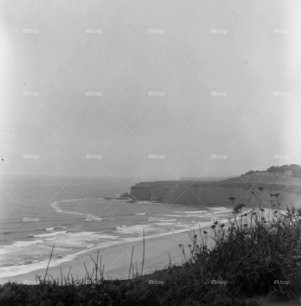 Half Moon Bay black and white