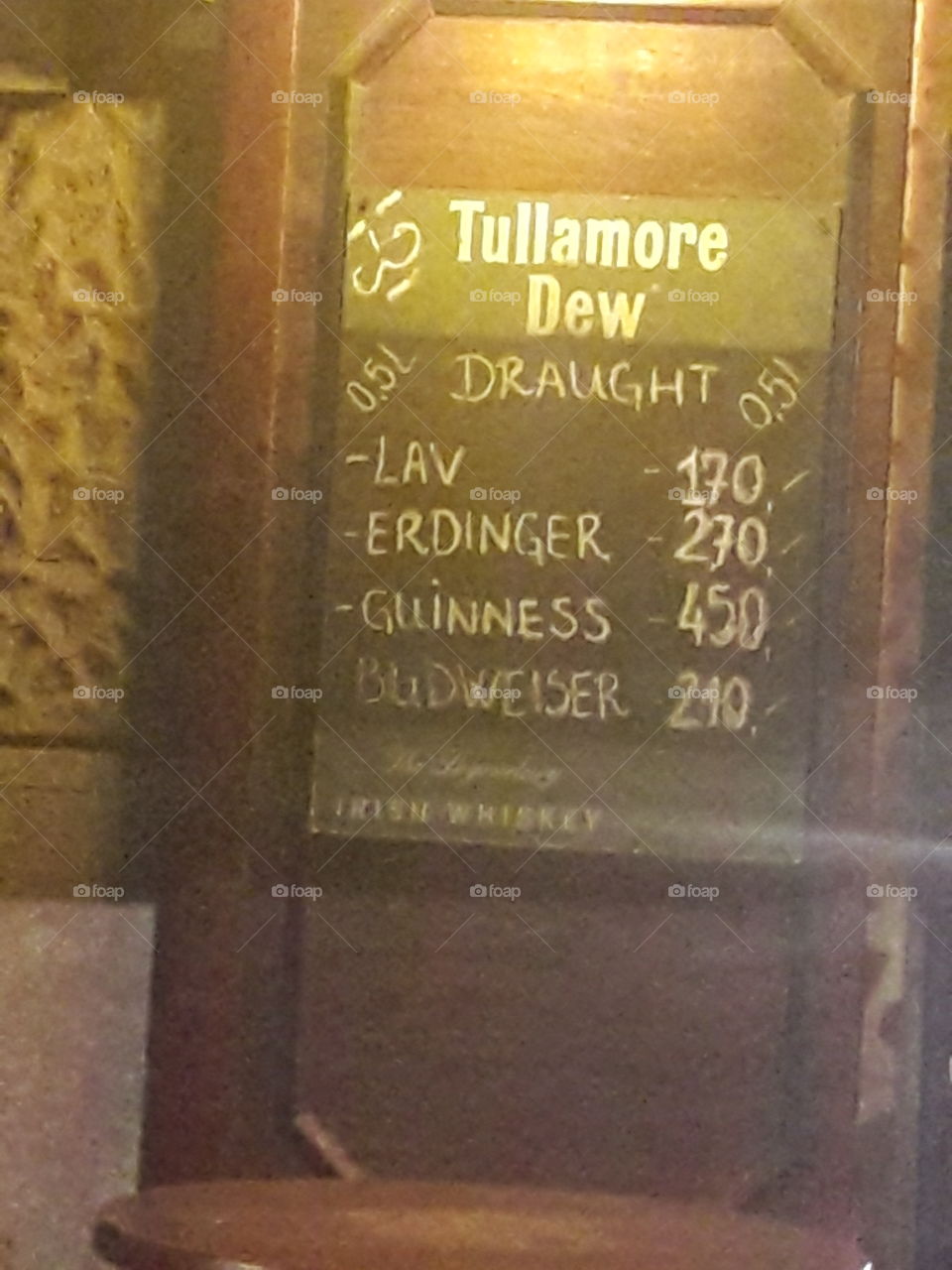 Pub price list