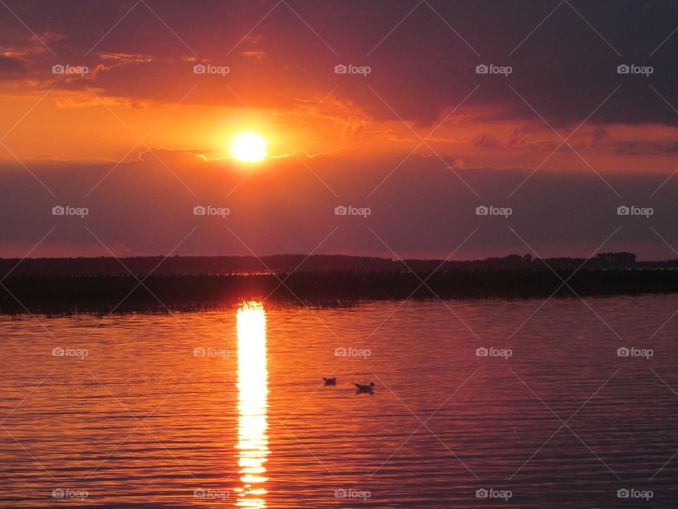 Sunset over the lake