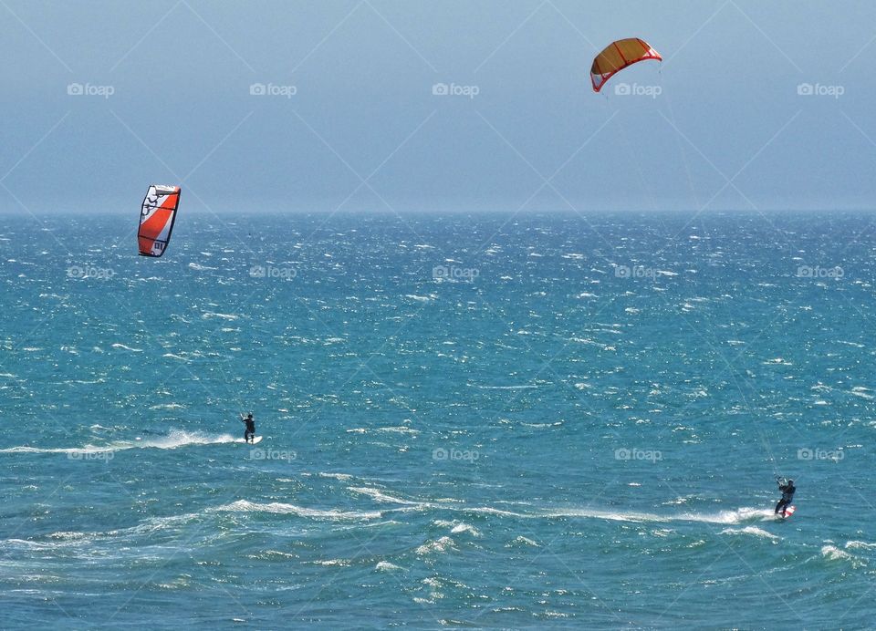 Windsurfing. Windsurfers Off The California Coast
