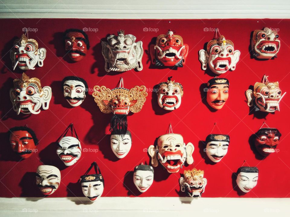 various forms of typical Balinese masks