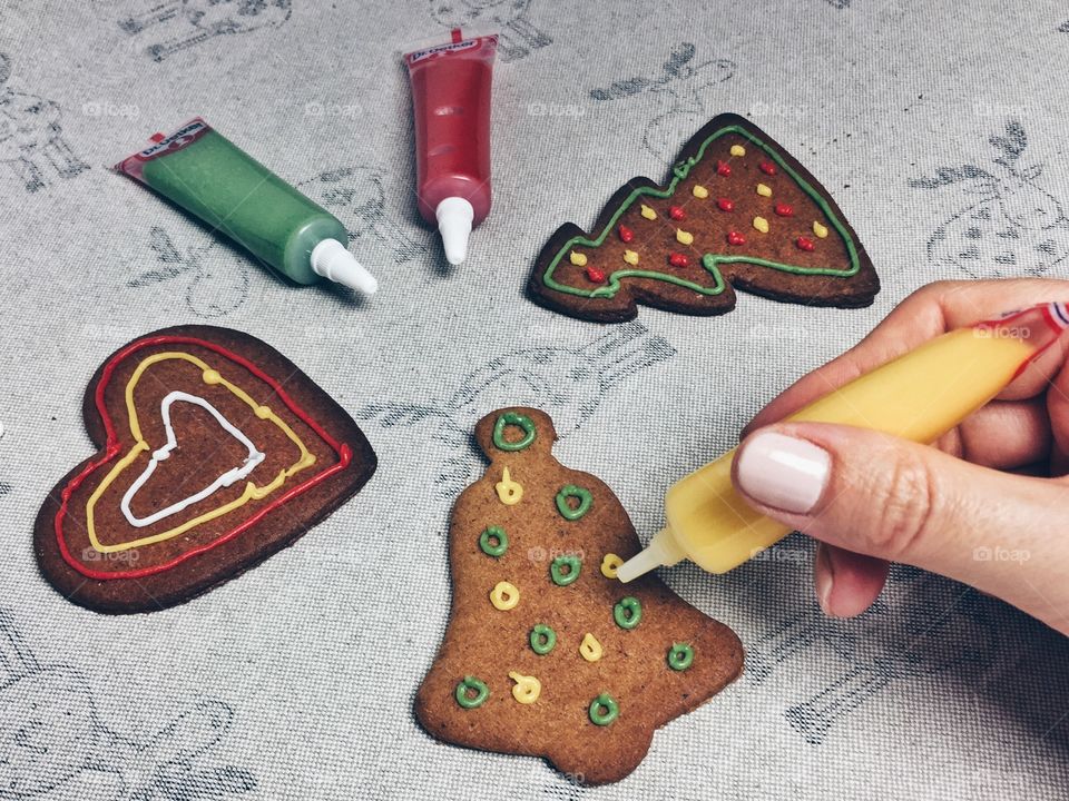 Close-up of gingerbread cookies