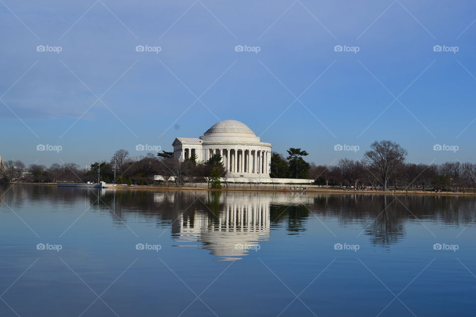 Jefferson's Reflection. Reflection of the Jefferson memorial in the tidal basin