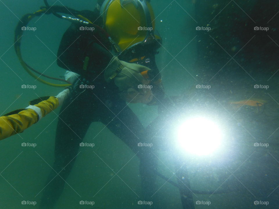 Navy diver welding 