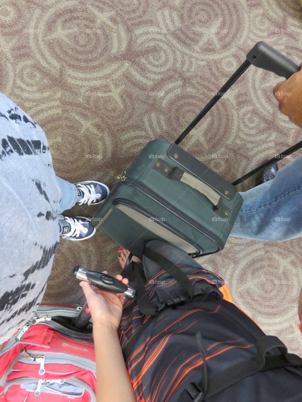 waiting to board plane