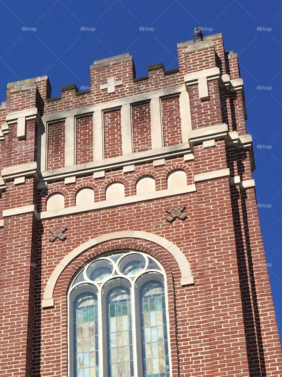 Owl statue on top of Building Architectural 