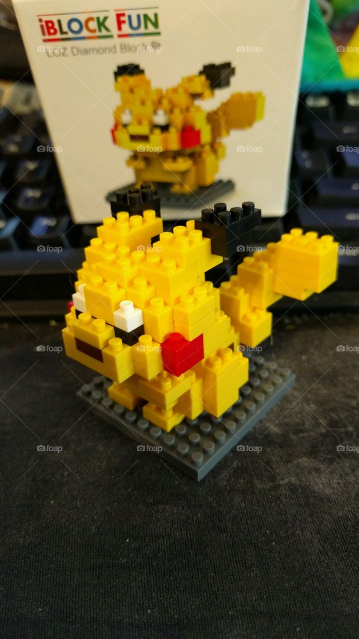 Pikachu made from 120 microblocks