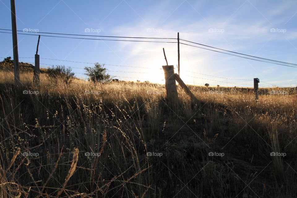 Sunset over a field near Avila