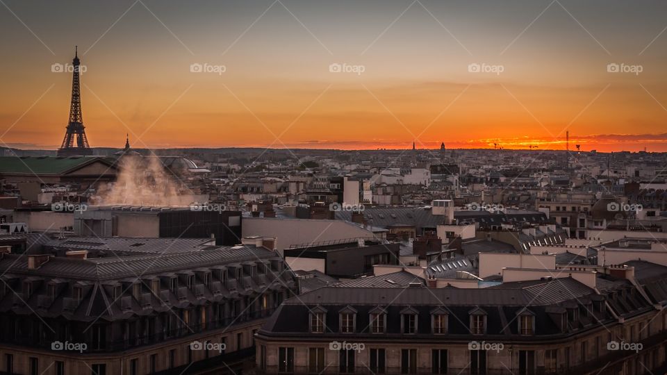 Roofs of Paris on fire