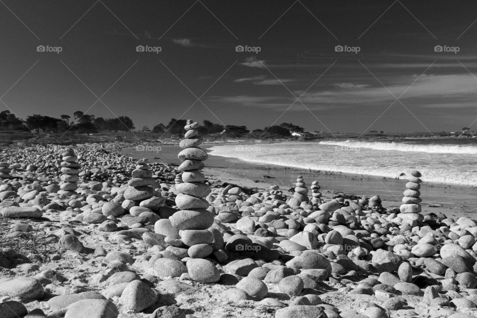 Pebbles on the Beach. Beach at Pebble Beach CA