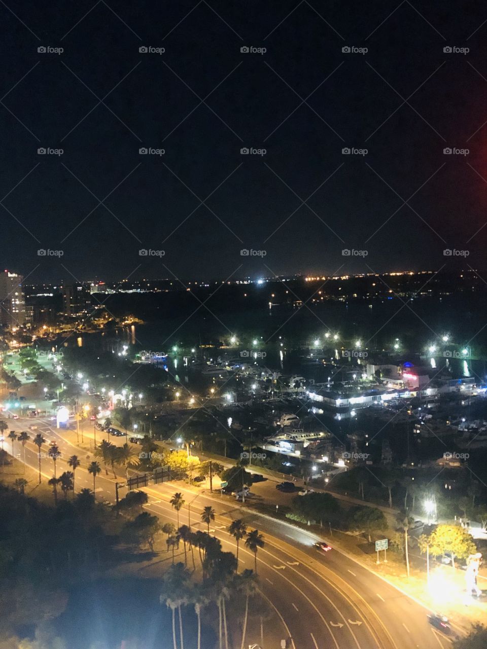 Incredible rooftop view of city nightlife 
