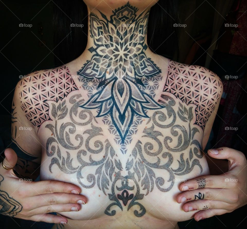 My Chest & throat piece progress  by a christo botes