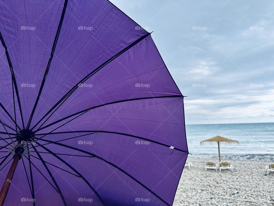 Rain#day#umbrella#beach