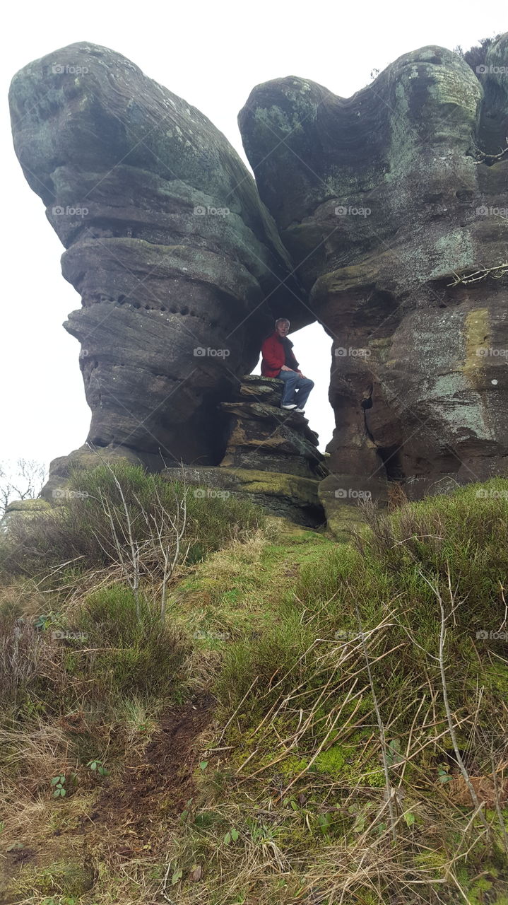 man on a rock