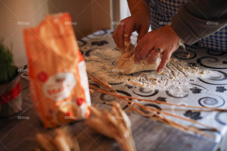 Kneading bread dough