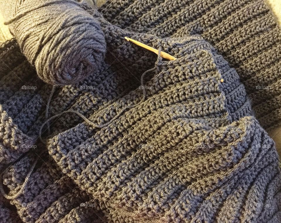 Crocheting a grey cardigan