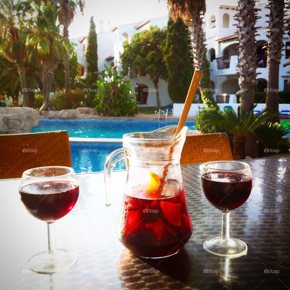 Drinking Sangria by the pool