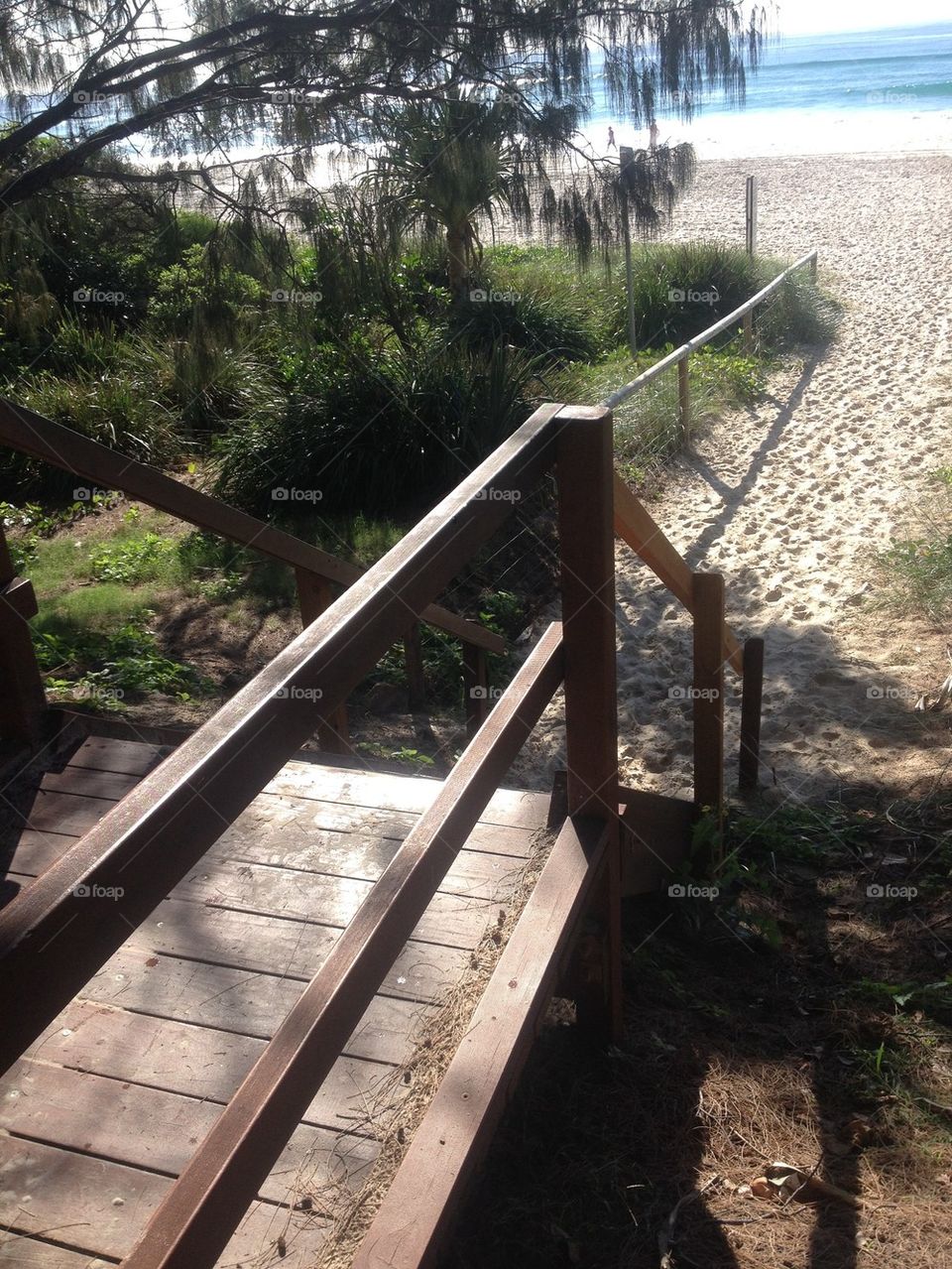 Side photo of stairway to beach 