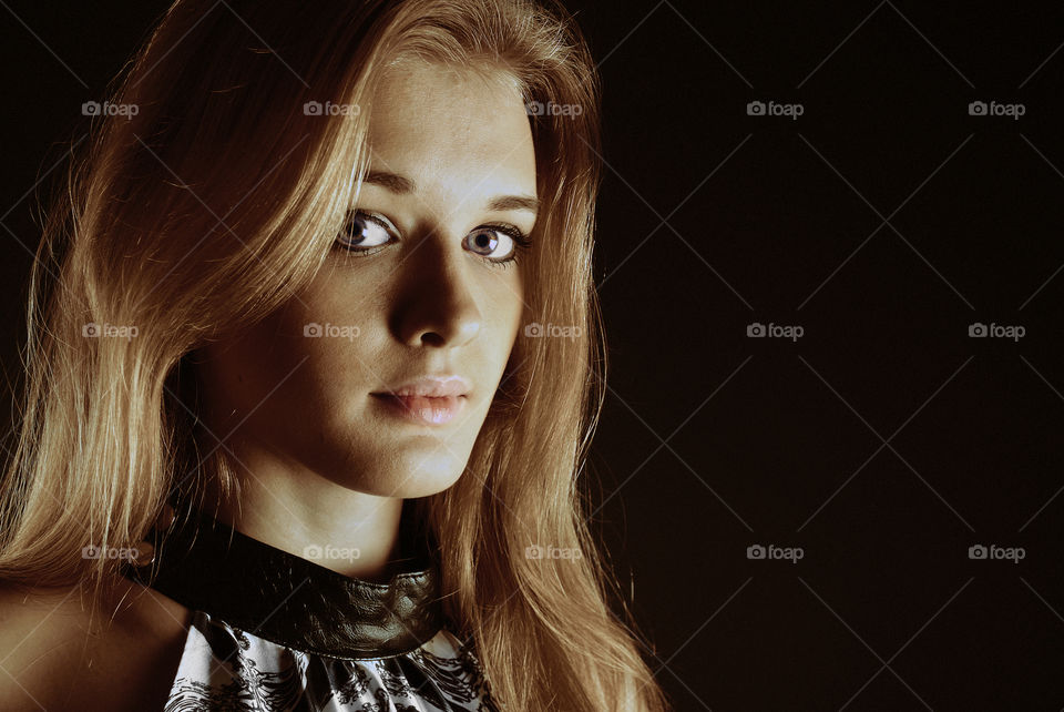 Portrait of girl low key 