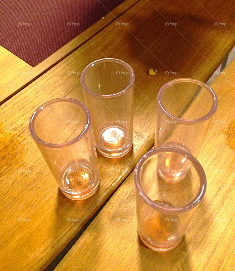 Empty glasses on table