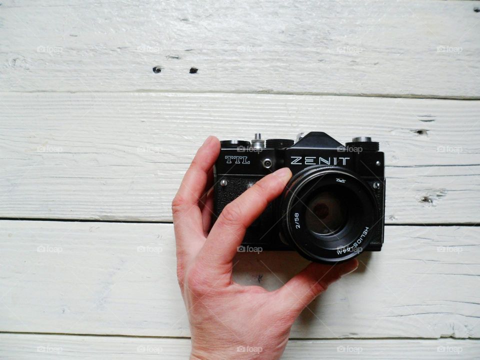 old camera on a white background