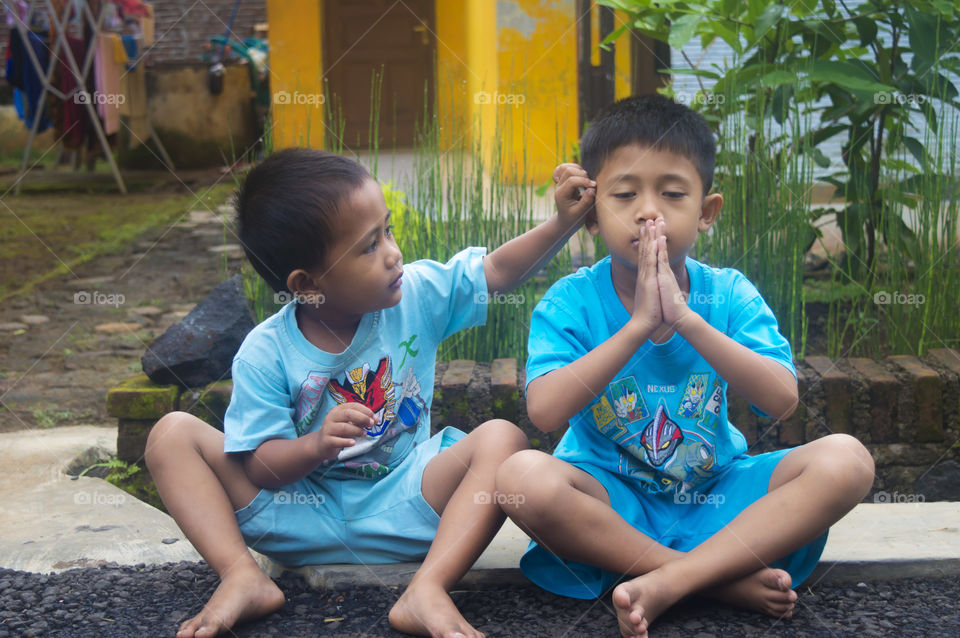 Portrait of two Asian boy