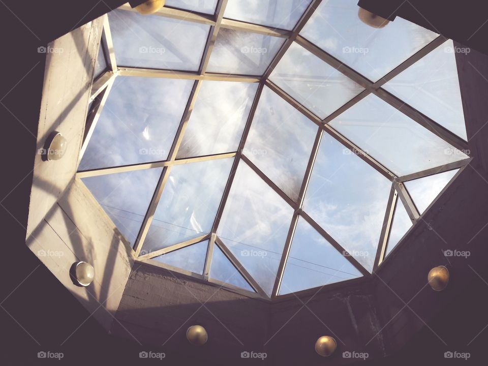 sky through the glassed roof