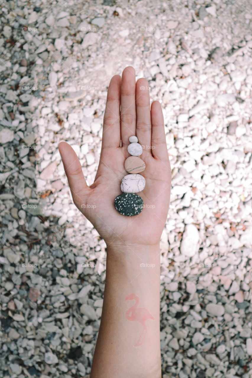 Hand, Foot, Stone, Sand, Nature