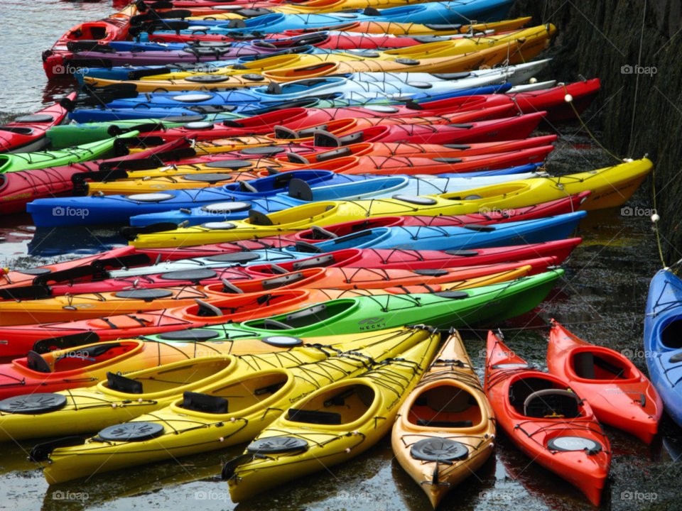 summer colorful harbor kayak by schalock