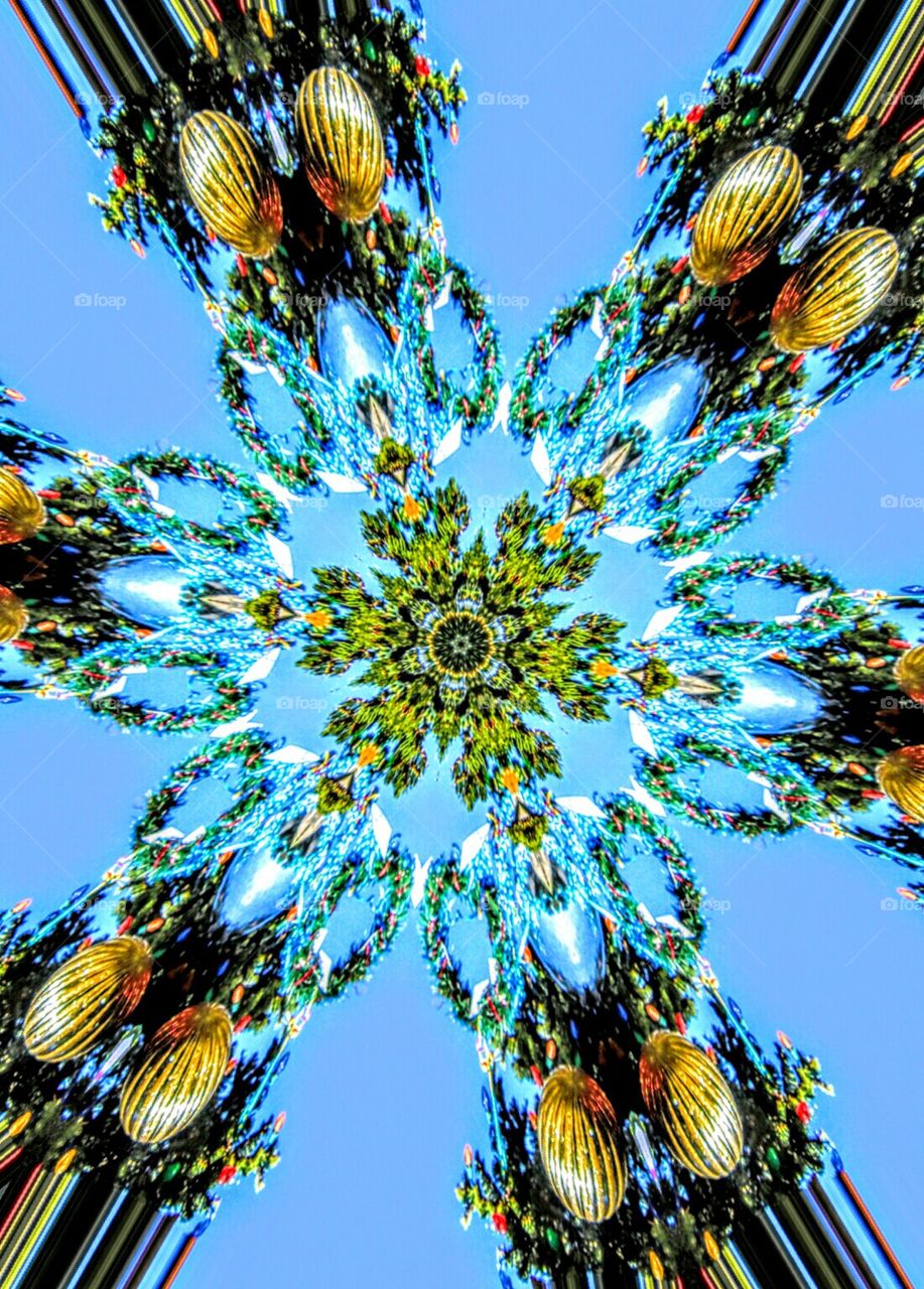 digital artwork of Christmas tree ornament lights