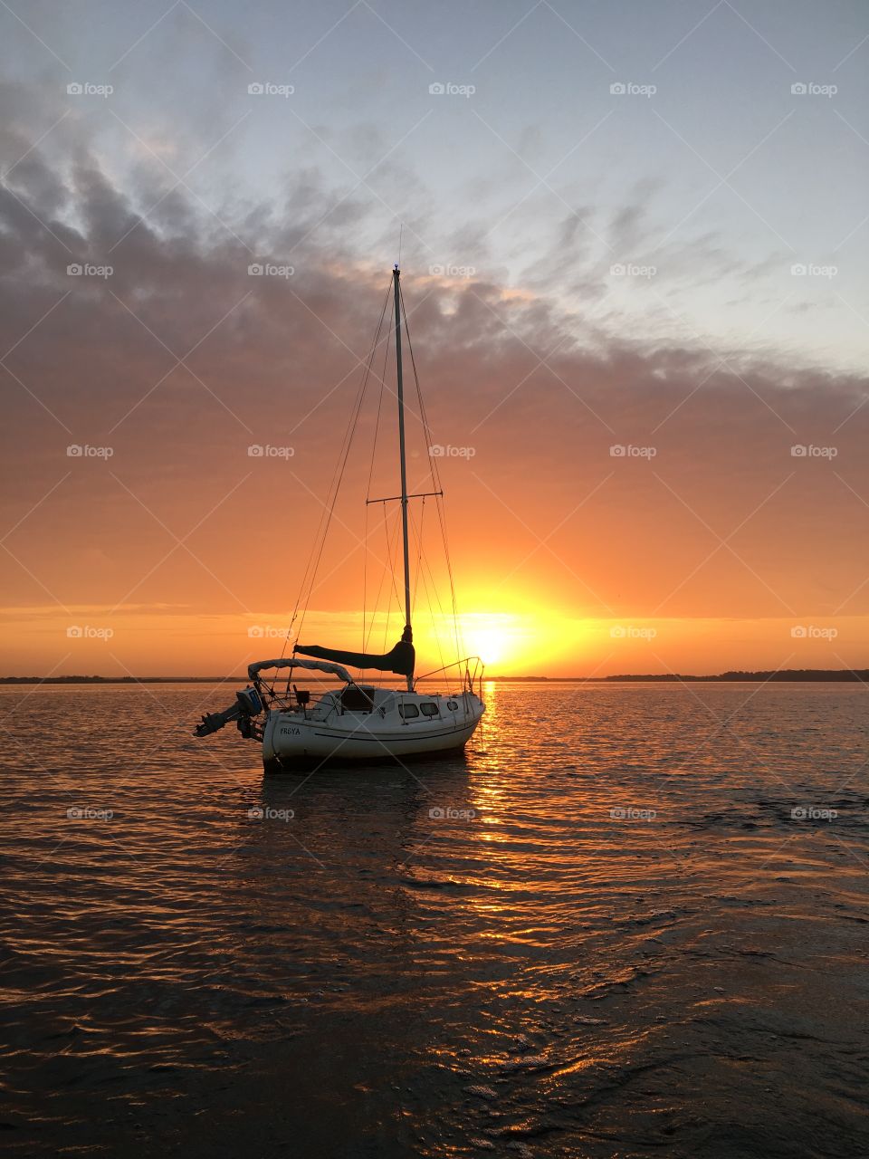 Sunset, Water, Sailboat, Dawn, Ocean