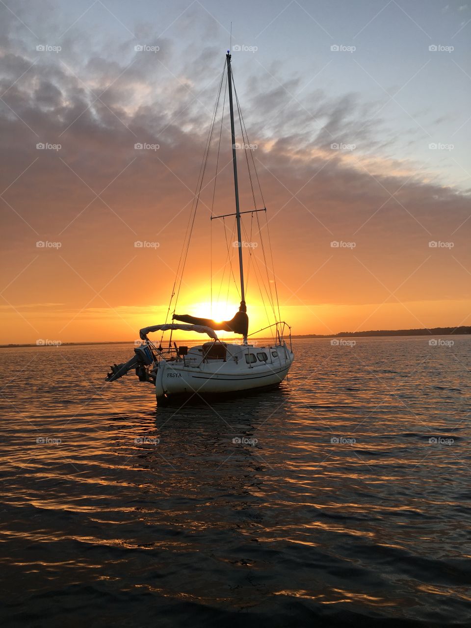 Sunset, Sailboat, Water, Dawn, Sea