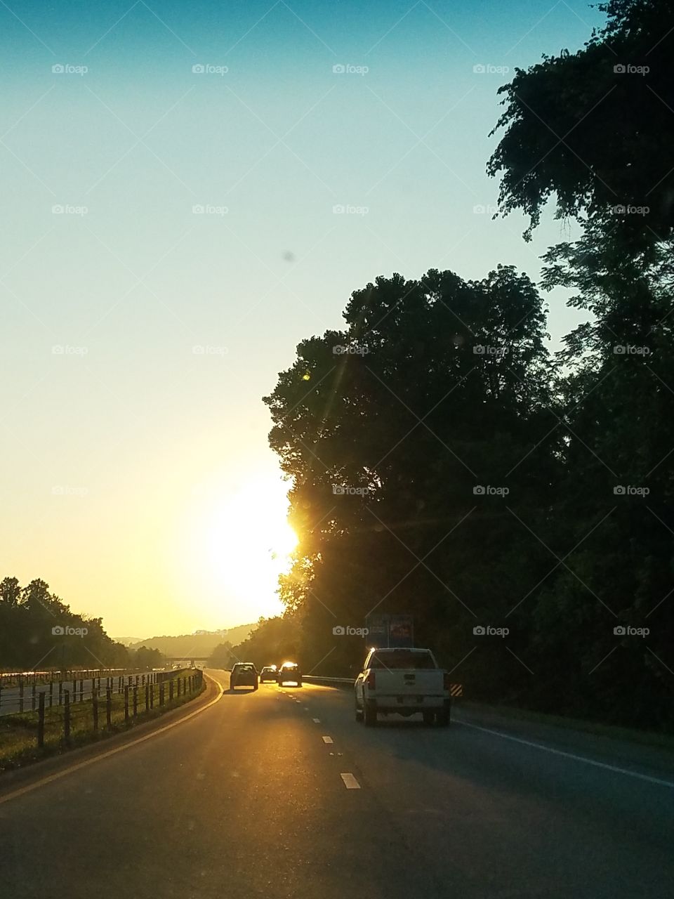 sunrise on the road