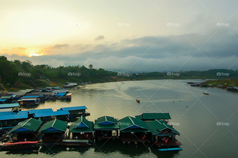 The beauty of Khao Laem reservoir in Kanchanaburi , Thailand.