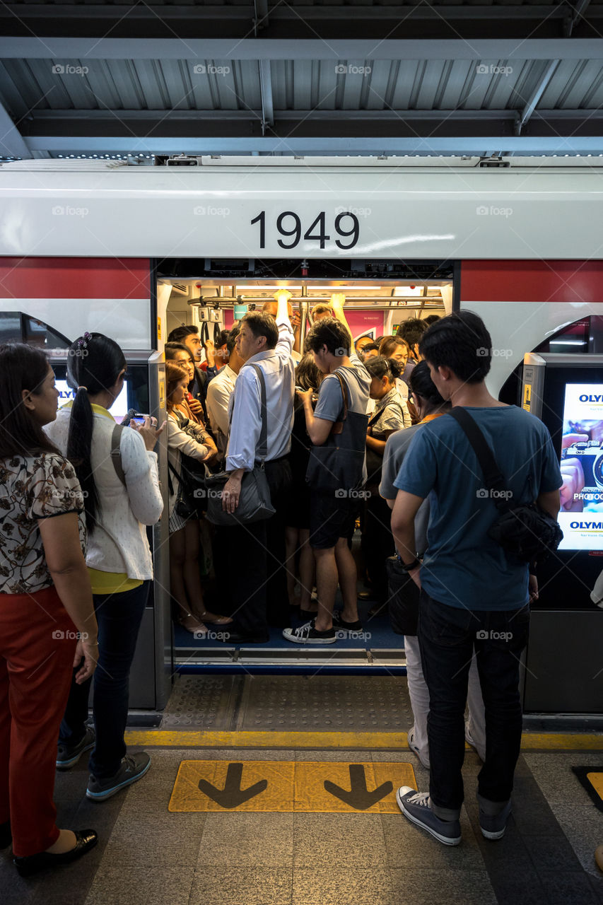 BTS public train full of people 