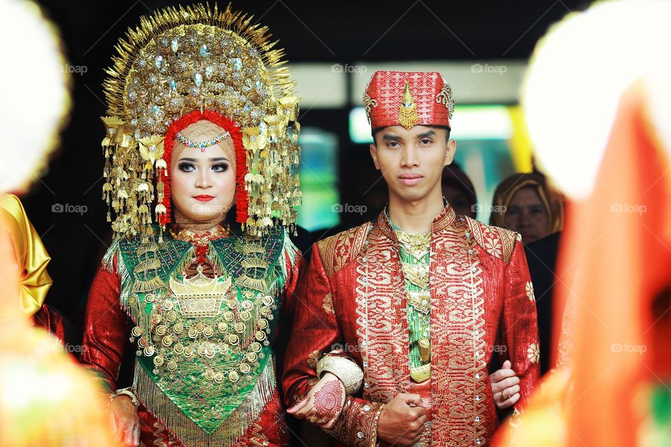 wedding ceremony with best costume ever. Traditional wedding of west sumatra (Bukittinggi Indonesia)