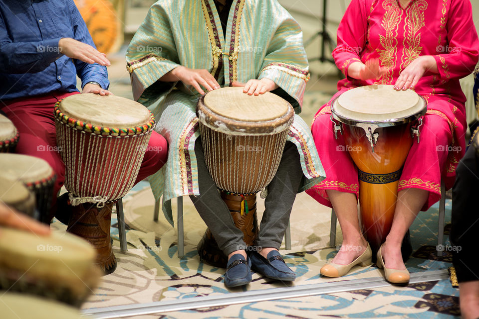 Group of people with African drums