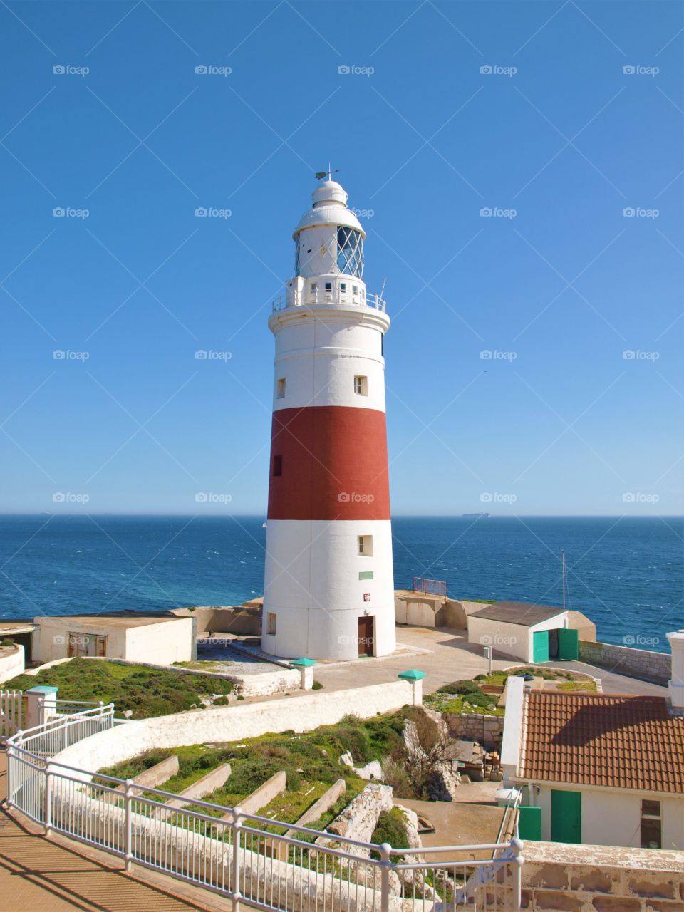Colourful lighthouse at Europa Point, Gibraltar 
