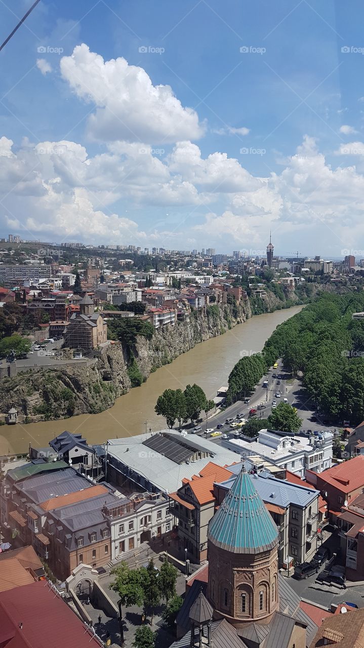 view of the old city and river from a height