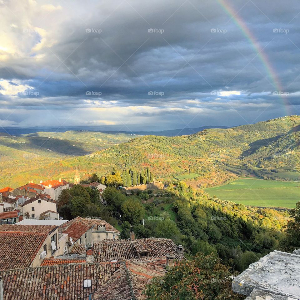 Rainbow over Motovun, Croatia.