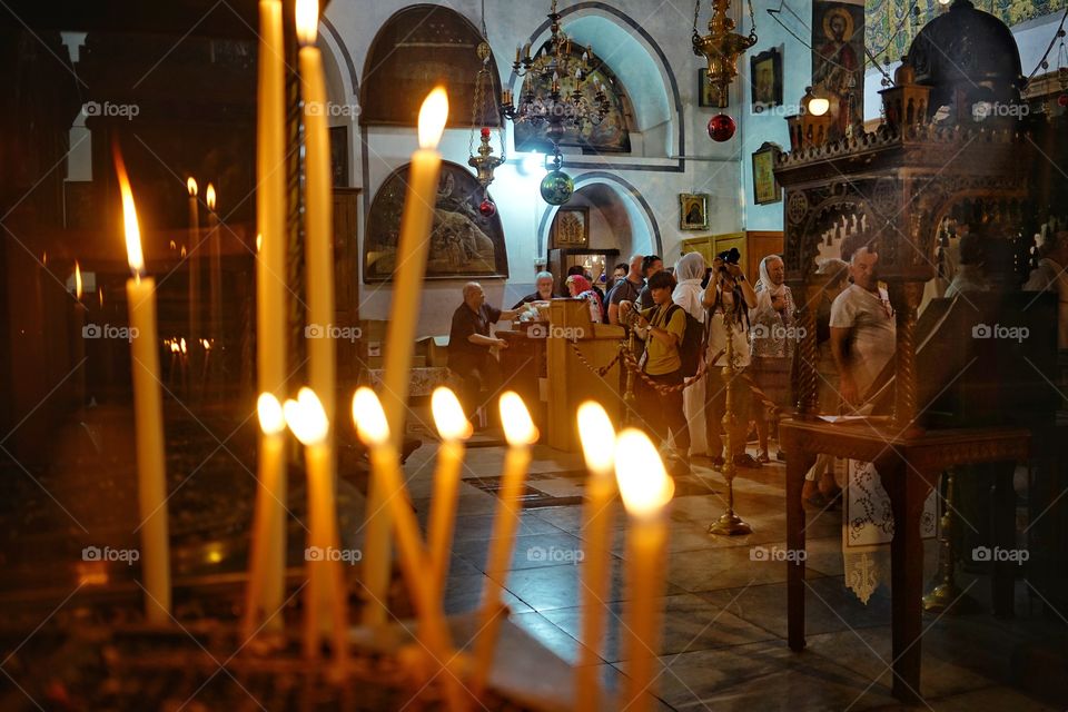 ornament inside the church of Holy sepulchre in Jerusalem of Israel