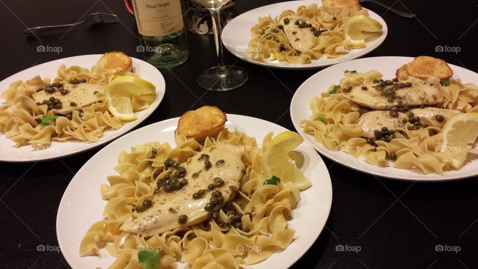 home made chicken piccata for dinner