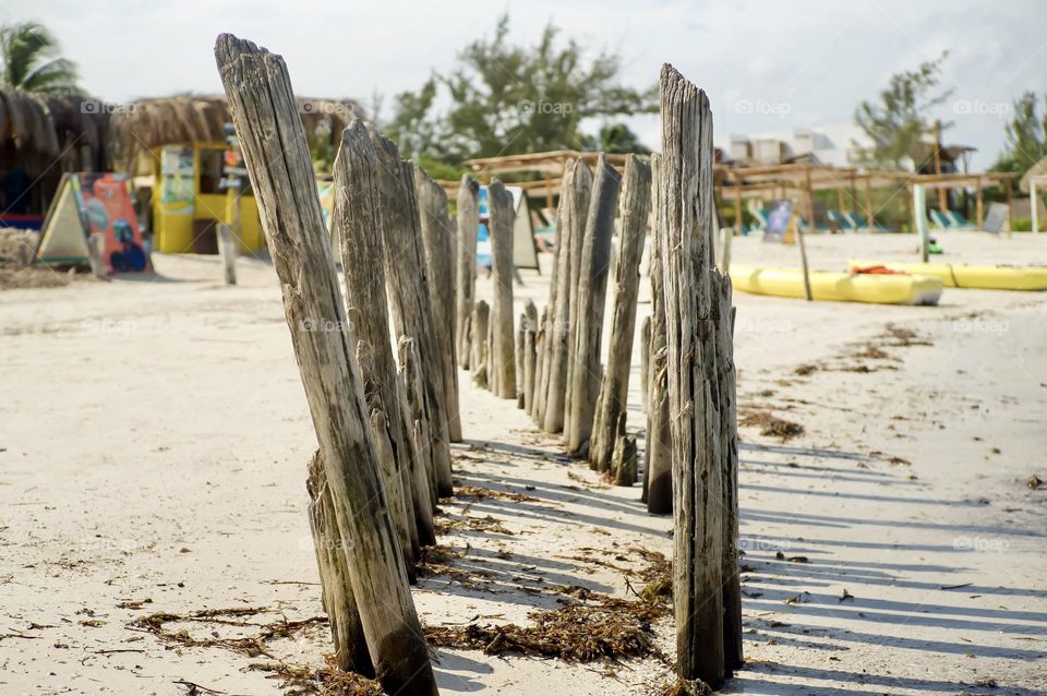 Old fish trap on the beach.