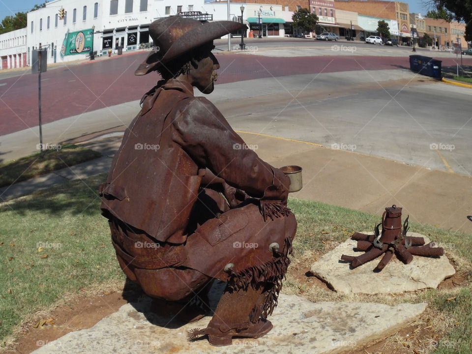 Cowboys. This is a picture of a iron man who is on display at the local library in Graham Texas. 👣 🚶 🏃 🔥 💨